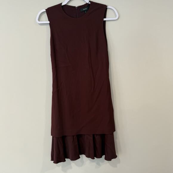 NWT Theory Malkan Burgundy Flared Hem Shift Dress Size 00 2385 - Picture 4 of 9